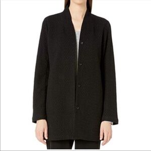 EILEEN FISHER Black High Collar Long Jacket XS